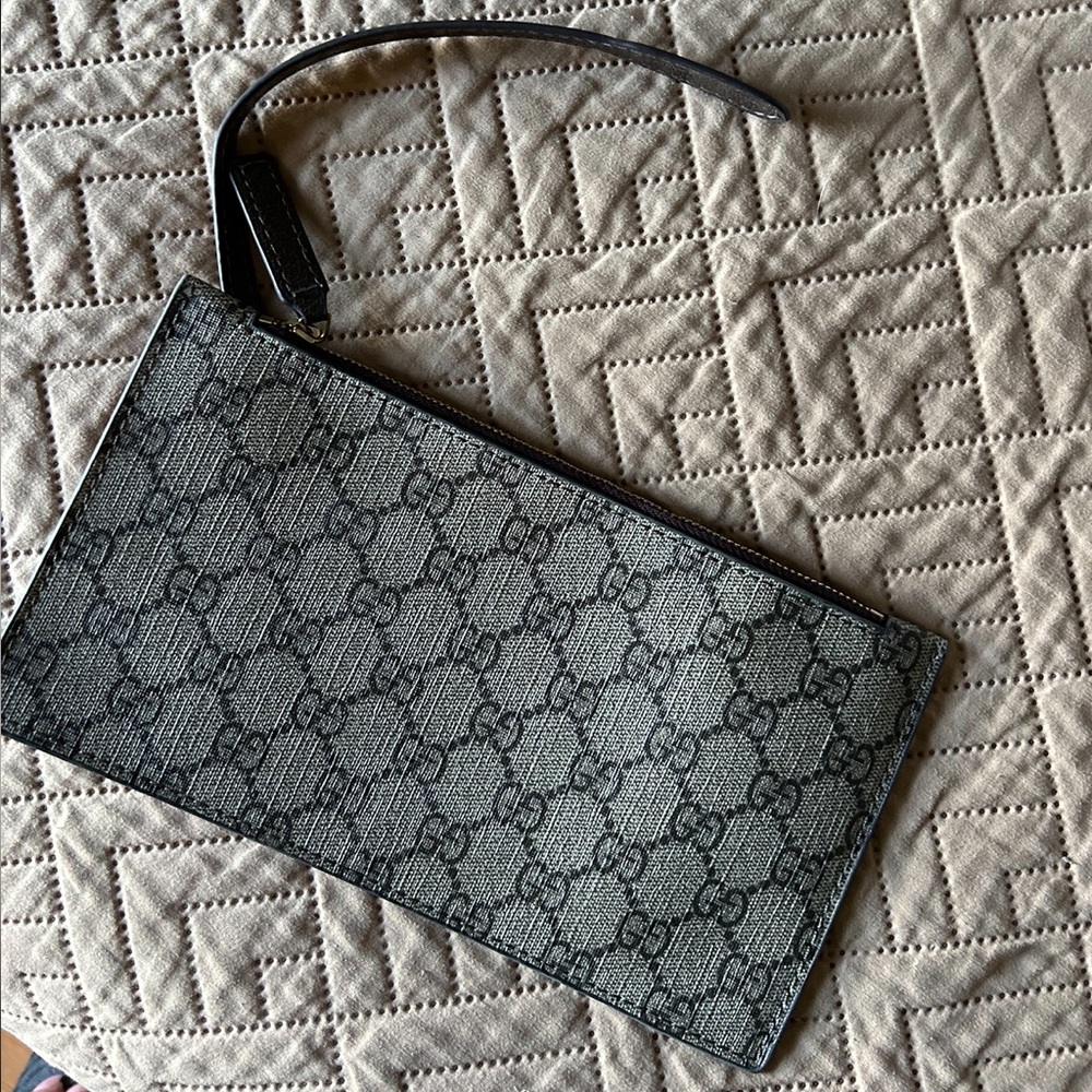 Gucci Black and Gray Monogram Clutch